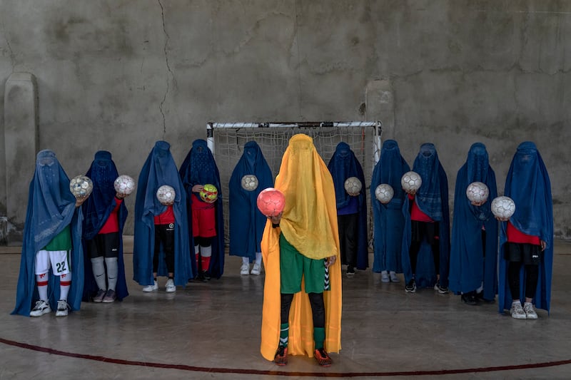 An Afghan women's football team. AP