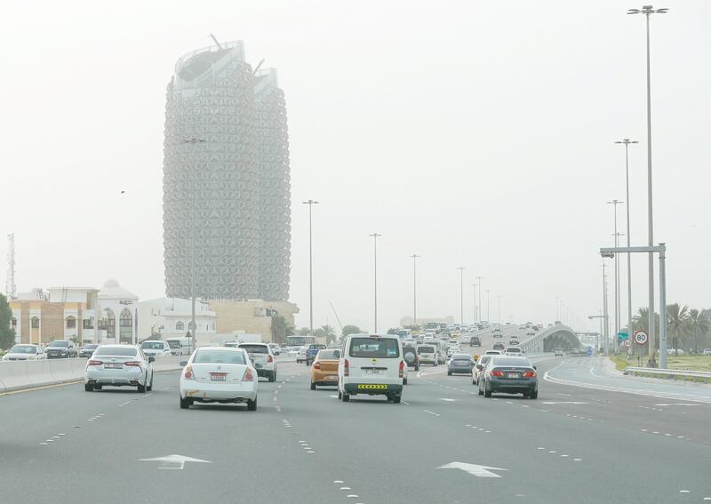 Abu Dhabi, United Arab Emirates, July 21, 2020.   
  Sandstorm at the Abu Dhabi E10 Highway area.
Victor Besa  / The National
Section: NA
For:  Standalone / Stock