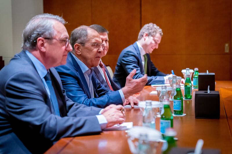 Sheikh Abdullah held talks with Mr Lavrov in Abu Dhabi. EPA