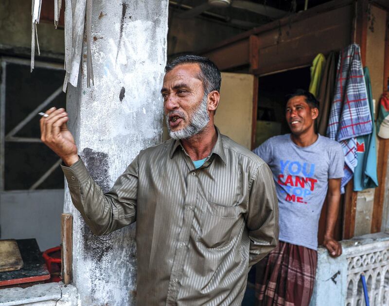 Umm Al Quwain, UAE, March 28, 2018.  The old town of UAQ is getting a facelift.  Old homes are being demolished by government contractors while the residents of these homes have been relocated to several different areas in UAQ.  Abdul Kareem Fazlu and his Kadoo vegetable.
Victor Besa / The National
National
Reporter:  Anna Zacharias