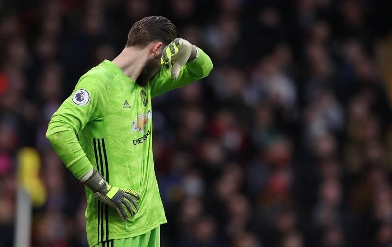 Manchester United's David de Gea reacts. Reuters