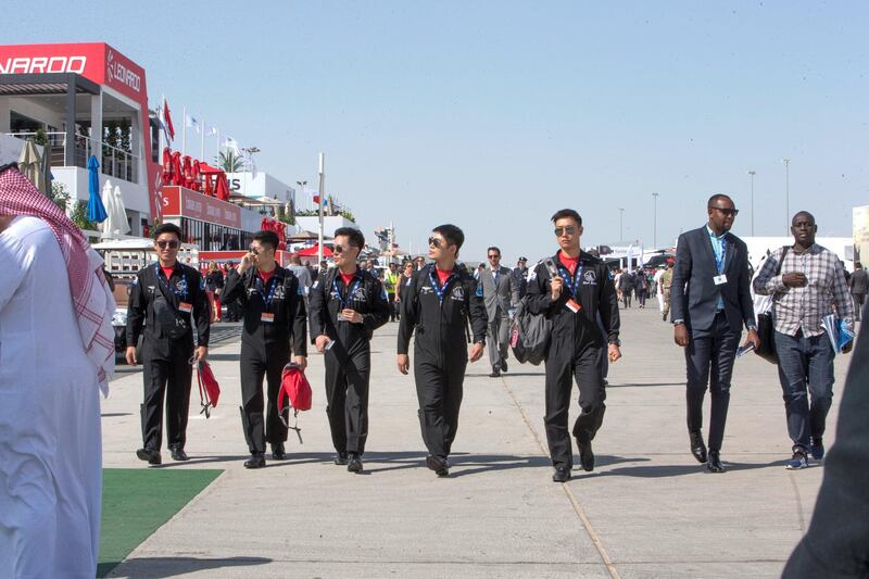 Dubai, United Arab Emirates- Visitors at the Dubai Airshow 2019 at Maktoum Airport.  Leslie Pableo for the National