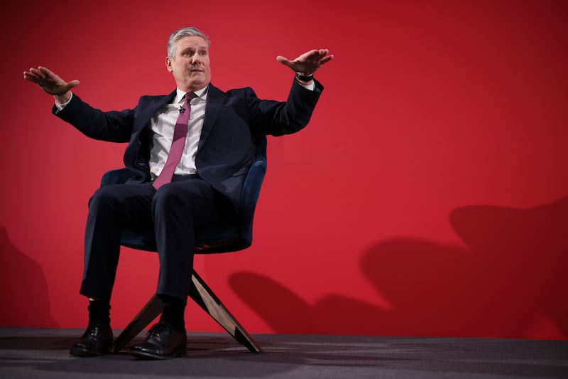 Mr Starmer addresses the Labour Business Conference in London in February. Getty Images