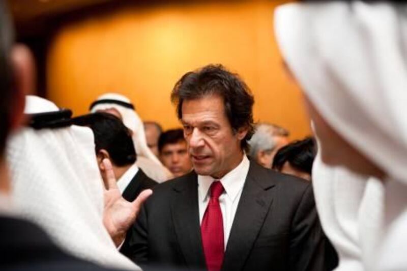 DUBAI, UAE (04/03/2011) Former international cricketer and humanitarian Imran Khan at the Pakistan Appeal Charity Event, Armani Hotel, Burj Khalifa, Dubai. Mr Khan presented at the event to help raise money for UNICEF for those effected by the Pakistan floods of 2010. (Callaghan Walsh / for The National)