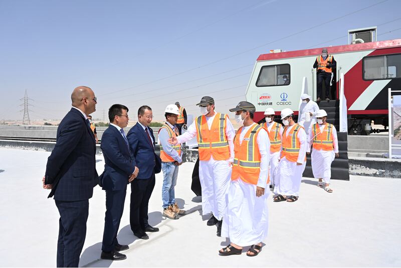 Suhail Al Mazrouei, Minister of Energy and Infrastructure, inspected the progress of Stage 2 of the Etihad Rail megaproject. All photos: Wam