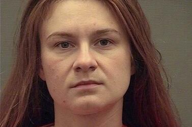 appears in A police booking photograph of Maria Butina released by the sheriff's office in Alexandria, Virginia, US. via Reuters