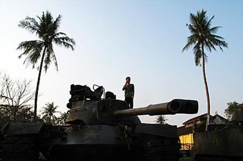 American tanks serve as a memorial to the 1968 Battle of Hue, which levelled the former imperial capital.