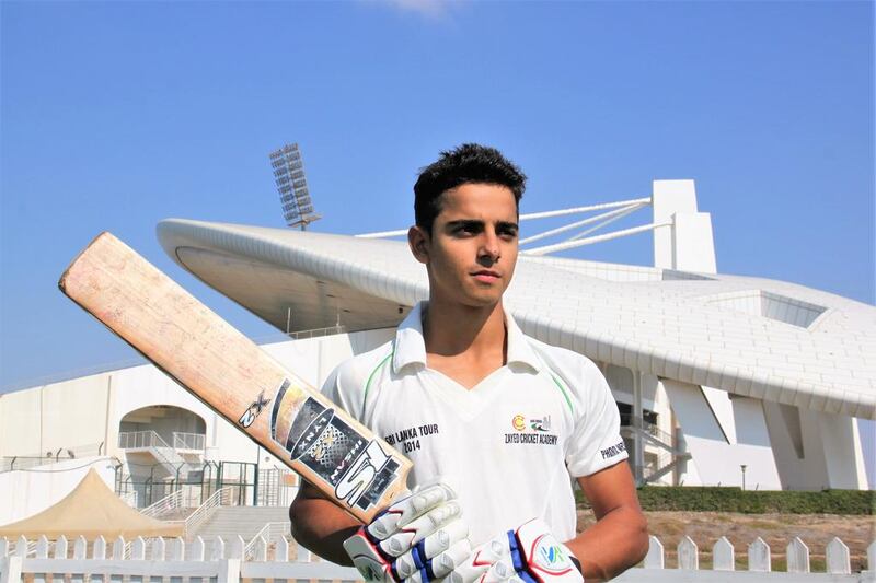 Mohammed Riyan. The youngest player — at 17 years and seven months — to score a century in club cricket conducted by the Abu Dhabi Cricket Council. February 2, 2016. (Photo: Amith Passela/The National)