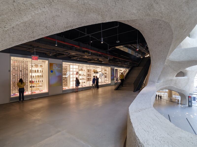 On the fourth floor is a library that stocks about 600,000 books