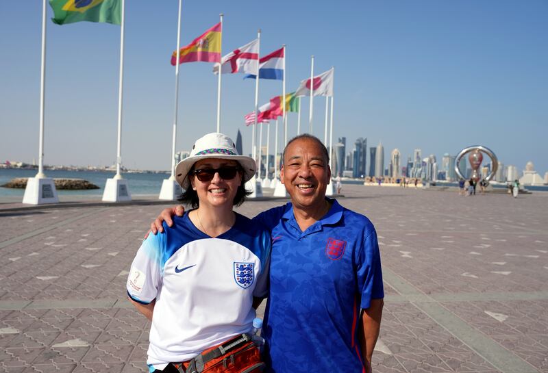England fans pictured at the Doha Corniche. PA