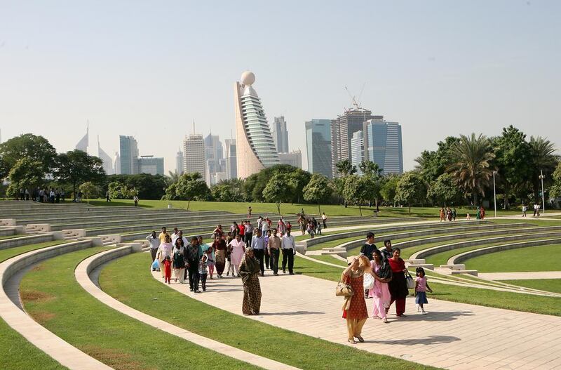 Zabeel Park, Dubai. With the construction of the Water Canal Project currently affecting Dubai’s popular Safa Park and Jumeirah Beach Park, now is the time to explore some of the city’s lesser-known urban oases. Zabeel Park is one of Dubai’s newest and largest parks. Bisected by Sheikh Zayed Road, it’s divided into sections connected by pedestrian bridges.

The lush paradise boasts thousands of trees, and children’s adventure playgrounds nestle beneath shaded areas along with barbecue facilities, while the huge, grassy spaces are perfect for a kick-about. Take a boat on the lake or perfect your technique on the cricket pitch. The Ripe organic produce and craft market also holds its weekly gathering in the park on Fridays from 9am to 2pm, with vendors selling local honey, cheese, children’s toys and clothes and more.

Jog off those excess calories on the running track skirting the park’s perimeter or use the Wi-Fi connectivity, available throughout the area, to catch up on work while perched under a tree.

Location: Between Karama and Dubai World Trade Centre. Mike Young / The National 