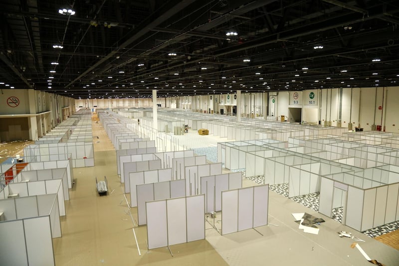 Abu Dhabi National Exhibition Centre is converted into a huge field hospital. Courtesy: Adnec