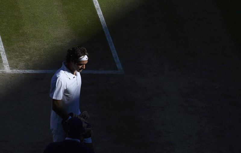 Switzerland's Roger Federer and Serbia's Novak Djokovic during their men's singles final at Wimbledon.
