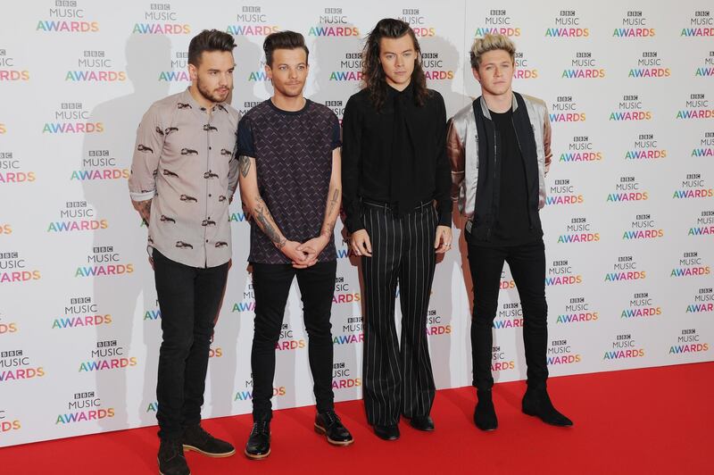 BIRMINGHAM, ENGLAND - DECEMBER 10:  Liam Payne, Louis Tomlinson, Harry Styles and Niall Horan of One Direction attend the BBC Music Awards at Genting Arena on December 10, 2015 in Birmingham, England.  (Photo by Eamonn M. McCormack/Getty Images)