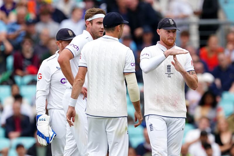 England's Ben Stokes asks for a review for a catch after Australia's Marnus Labuschagne was given not out by the umpire. PA 