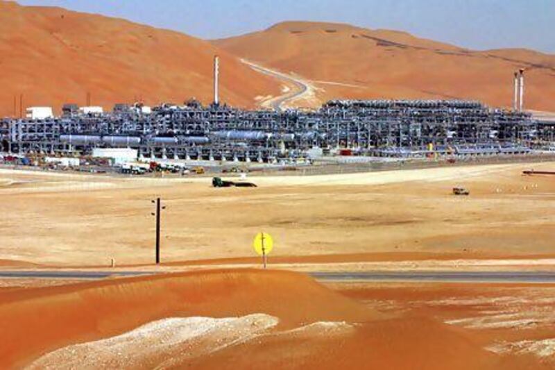 The Shaybah oilfield development in Saudi Arabia's vast Al Rub Al Khali desert, also known as The Empty Quarter. Bilal Qabalan / AFP