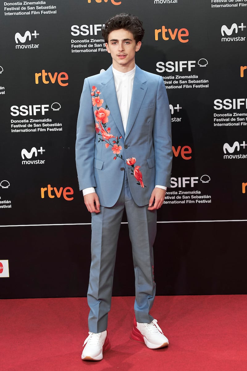 The actor in Alexander McQueen on the 'Beautiful Boy' premiere red carpet, at the 66th San Sebastian International Film Festival in Spain, in September 2018. Getty Images