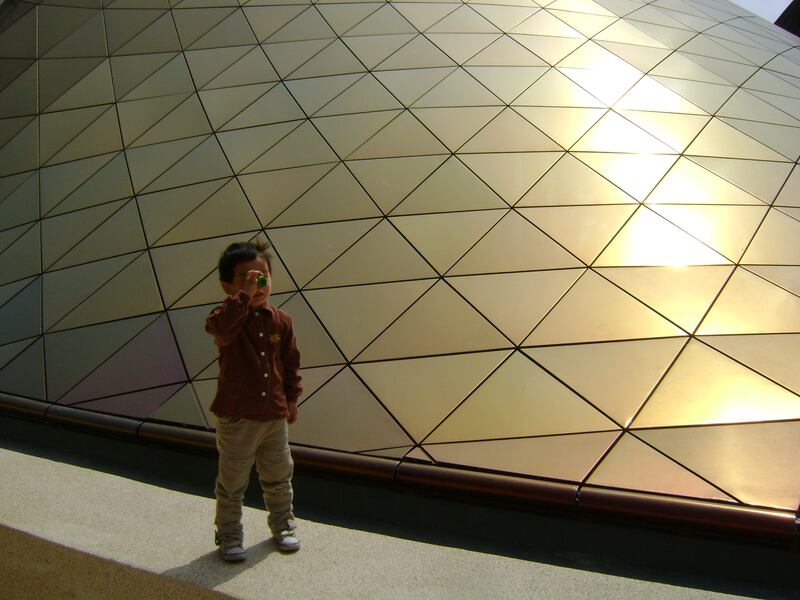 The UAE pavilion was a shimmering, sand dune-shaped structure.