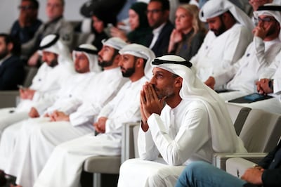 Delegates are seen during the Dubai Assembly for Generative AI at the Museum of the Future on Thursday. Chris Whiteoak / The National