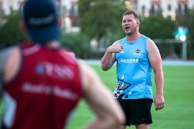 Rugby director, Dylan Hartley at the rugby fields in Dubai Sports City. Victor Besa / The National