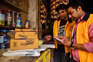E-commerce giant Amazon has entered the e-pharmacy market in India, where strict lockdown measures has seen a rise in consumers buying medicine online. Getty Images  