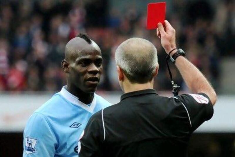 Mario Balotelli was sent off against Arsenal.