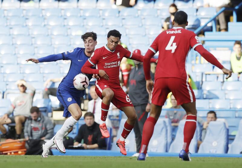 Trent Alexander-Arnold – 6. A quiet performance by his usual sky-high standards but solid enough both in defence and attack. EPA