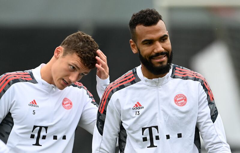 Bayern Munich defender Benjamin Pavard and forward Eric Maxim Choupo-Moting during training. AFP