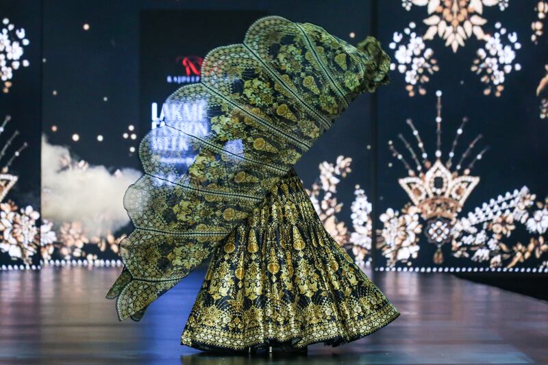 Divya Khosla Kumar in a creation by Indian designer Rajdeep Ranawat. EPA