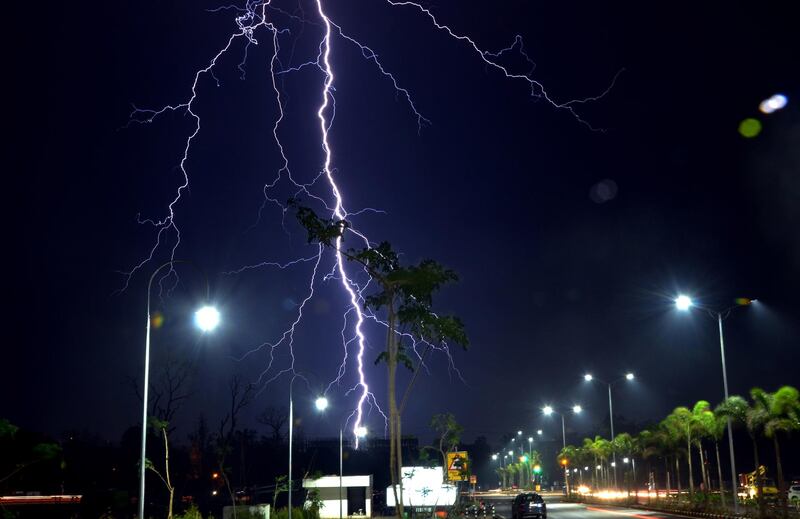 Lightning illuminates the sky during a thunderstorm in Bhopal, central India. EPA