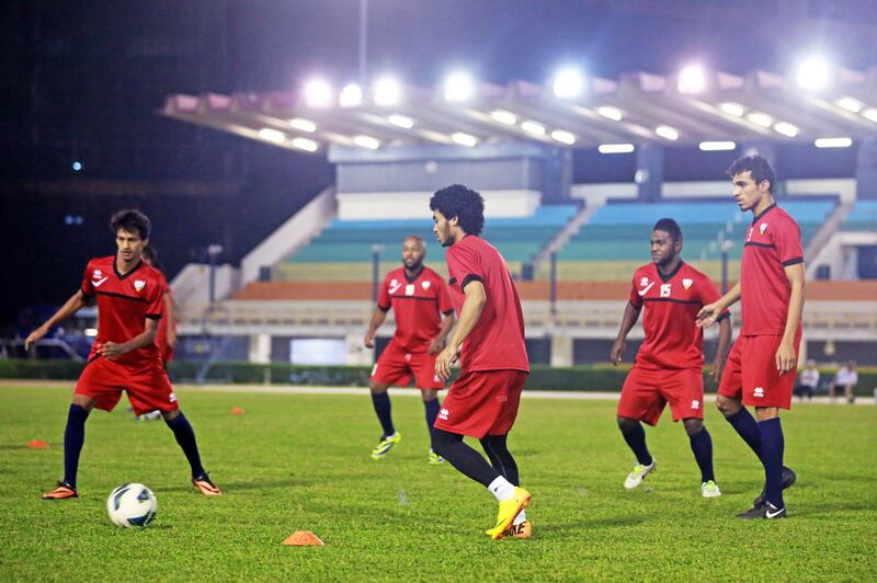 UAE train ahead of their Asian Cup qualification match against Hong Kong. UAEFA