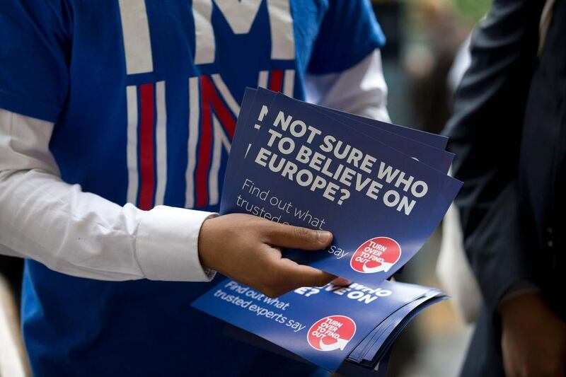 The UK will hold a referendum on June 23 to decide if it will stay in or leave the European Union. Justin Tallis / AFP