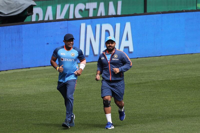 Rishabh Pant runs before the start of a practice session at the Melbourne Cricket Ground. AFP