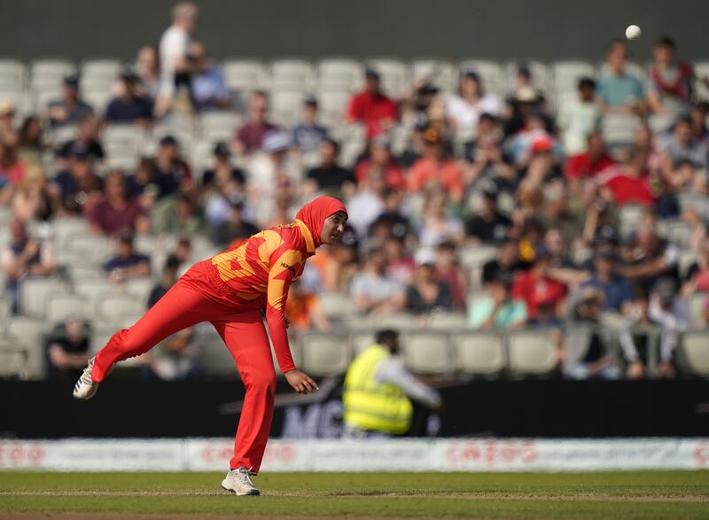 Birmingham Phoenix's Abtaha Maqsood during The Hundred match at Old Trafford. PA