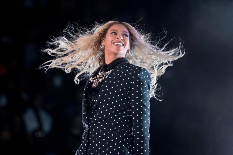 FILE - In this Nov. 4, 2016 file photo, Beyonce performs at a Get Out the Vote concert for Democratic presidential candidate Hillary Clinton at the Wolstein Center in Cleveland. Jay-Z and Beyonce have released a joint album that touches on the rapper's disgust at this year's Grammy Awards and features a shout out from their daughter Blue Ivy to her siblings. The pair released the nine-track album "Everything Is Love" Saturday, June 16, 2018, on the Tidal music streaming service that Jay-Z partially owns. (AP Photo/Andrew Harnik, File)