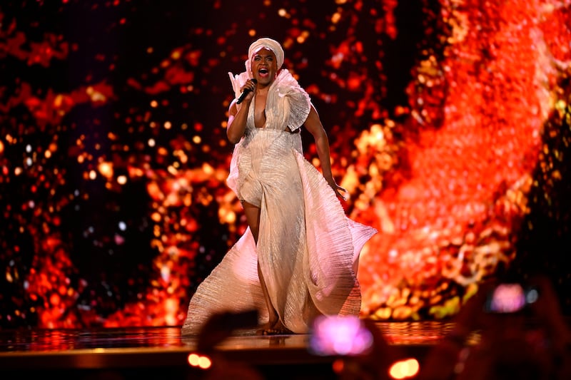 Electric Fields, representing Australia, with the song 'One milkali (One blood)' during the first semi-final of the 68th Eurovision Song Contest. EPA
