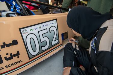 More than 400 high school pupils from the UAE, US, Egypt and Italy competed in the Electric Vehicle Grand Prix in Abu Dhabi. Vidhyaa Chandramohan / The National