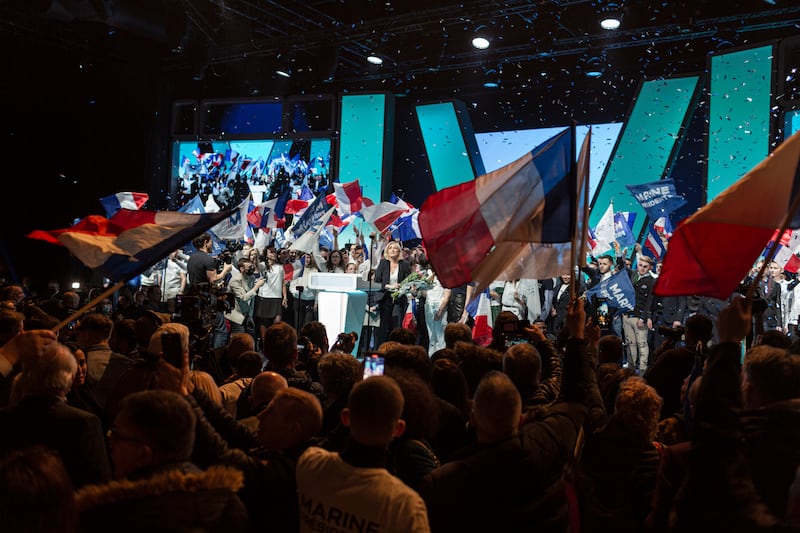 Marine Le Pen launches her presidential campaign in Reims, France, in February. 