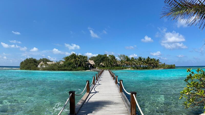 The path to the Sheraton's Shine Spa. Courtesy Sheraton Maldives Full Moon Resort & Spa