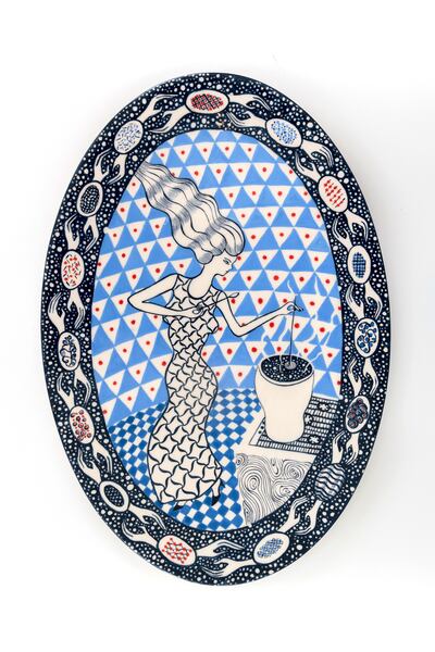 Elif Uras's Kitchen, 2021, part of her suite of ceramics foregrounding women. Photo: Kayhan Kaygusuz, Elif Uras, Galerist