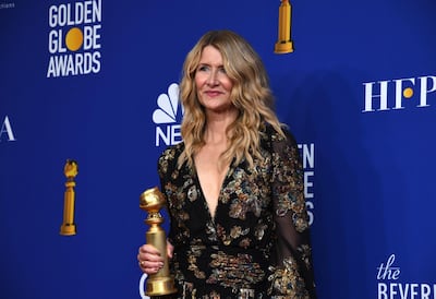 epa08106171 Laura Dern poses with the award for Best Performance By An Actress In a Supporting Role In Any Motion Picture in the press room during the 77th annual Golden Globe Awards ceremony at the Beverly Hilton Hotel, in Beverly Hills, California, USA, 05 January 2020.  EPA/CHRISTIAN MONTERROSA