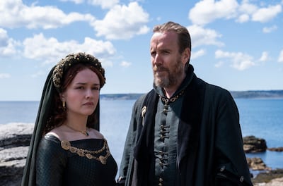 Olivia Cooke as Alicent Hightower, Rhys Ifans as Otto Hightower. Photo: HBO