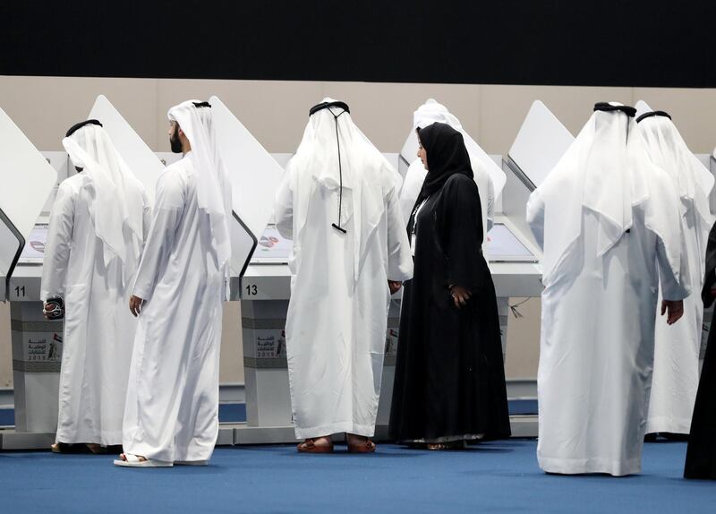 Abu Dhabi, United Arab Emirates - October 01, 2019: Early FNC voting takes place. Tuesday the 1st of October 2019. ADNEC, Abu Dhabi. Chris Whiteoak / The National