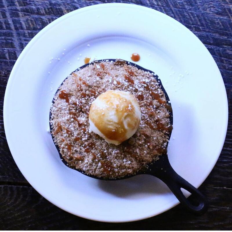 Desserts are made fresh every day and often served hot off the grill in an iron skillet and topped with fresh ice cream.