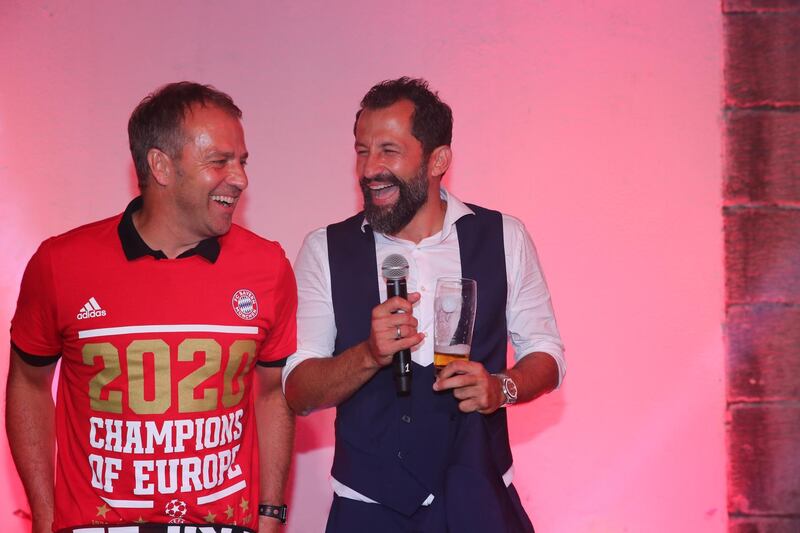 Bayern Munich manager Hansi Flick, left, sporting director Hasan Salihamidzic. EPA