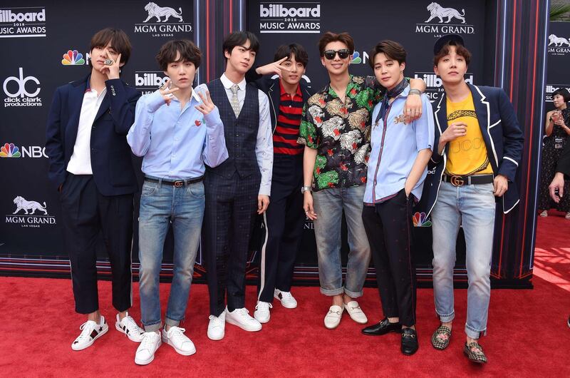Boy Band BTS attends the 2018 Billboard Music Awards 2018 at the MGM Grand Resort International on May 20, 2018 in Las Vegas, Nevada. / AFP / LISA O'CONNOR
