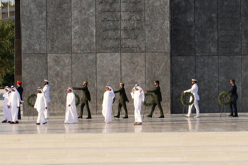 ABU DHABI, UNITED ARAB EMIRATES - - -  November 30, 2016 ---  Abu Dhabi celebrated its first Commemoration Day at the Wahat Al Karama memorial in Abu Dhabi on Wednesday, November 30, 2016, along with the Rulers of the United Arab Emirates, VIPs, and UAE residents and visitors.   ( DELORES JOHNSON / The National )  
ID: 53401
Reporter: Thamer
Section: NA *** Local Caption ***  DJ-301116-NA-Commemoration Day-53401-027.jpg