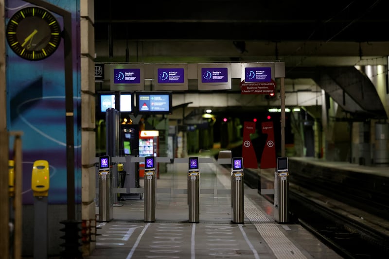 An empty platform at Gare Montparnasse train station in Paris. Reuters