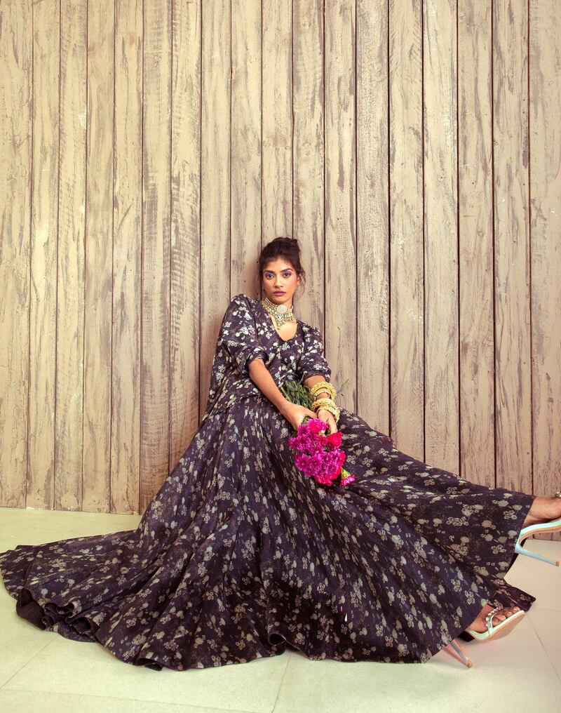 A voluminous co-ord top and skirt from Anamika Khanna 