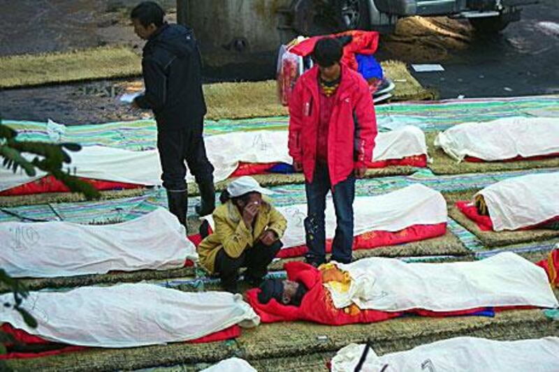 Relatives grieve at the Sizhuang Coal Mine in China's Yunnan province last month after a gas leak killed 20 miners.